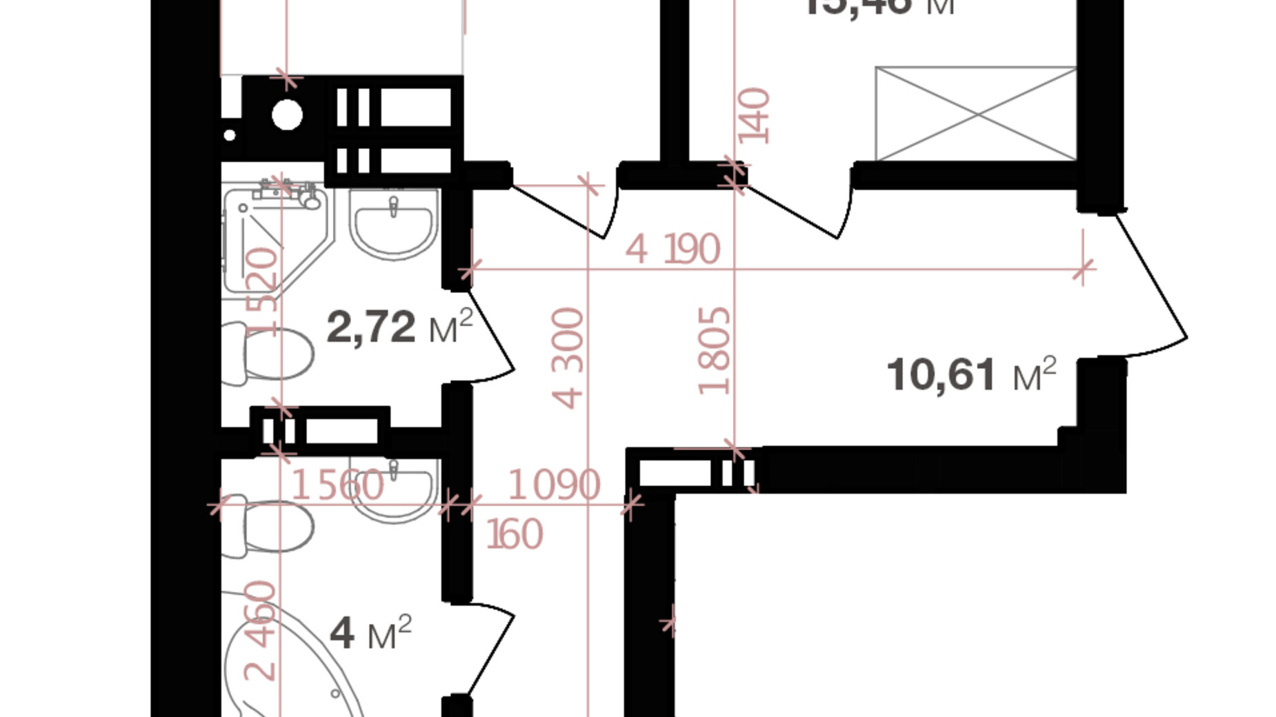 Планування 2-кімнатної квартири в ЖК Авантаж 247 62.39 м², фото 264845