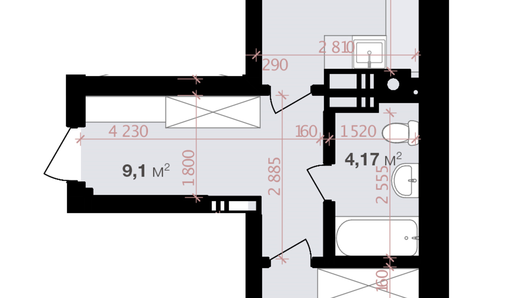 Планування 1-кімнатної квартири в ЖК Авантаж 247 46.06 м², фото 264854