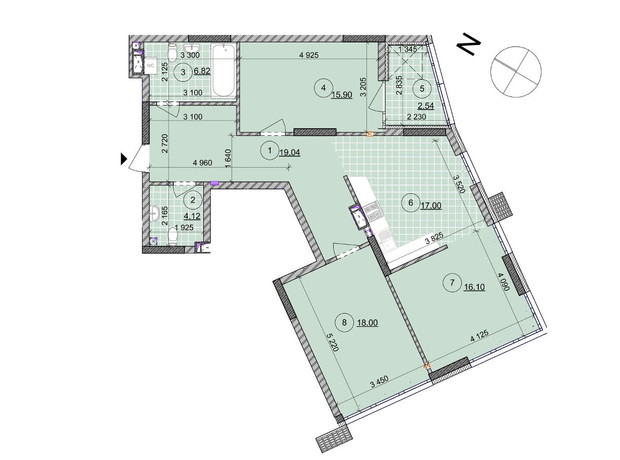 ЖК ул. Евгена Маланюка (Сагайдака), 101: планировка 3-комнатной квартиры 99.43 м²
