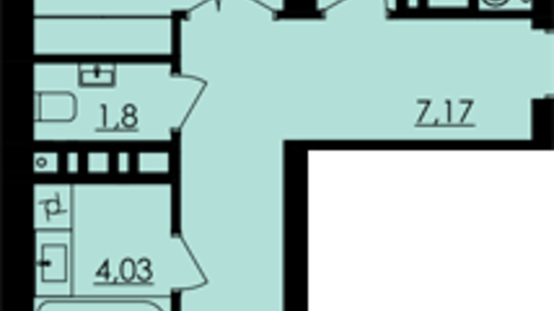 Планування 2-кімнатної квартири в ЖК City Park 68.88 м², фото 265242