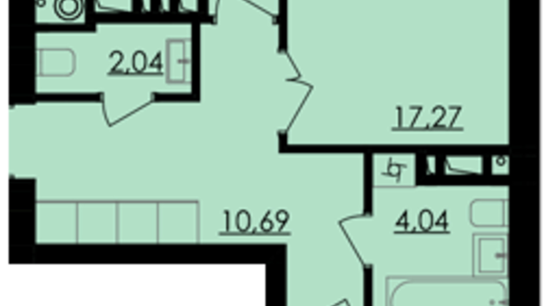 Планировка 2-комнатной квартиры в ЖК City Park 79.95 м², фото 265247