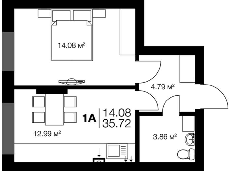 Планировка 1-комнатной квартиры в ЖК New York Towers 35.22 м², фото 265896 Планировка 1-комнатной квартиры в ЖК New York Towers 35.22 м², фото 265896