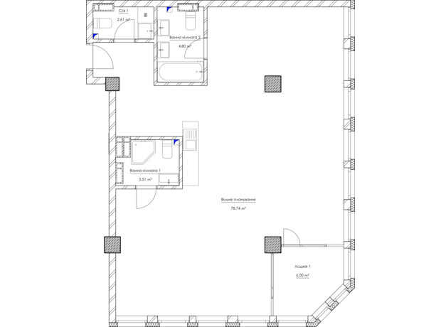 ЖК Kyїvproekt City Space: свободная планировка квартиры 48.9 м²