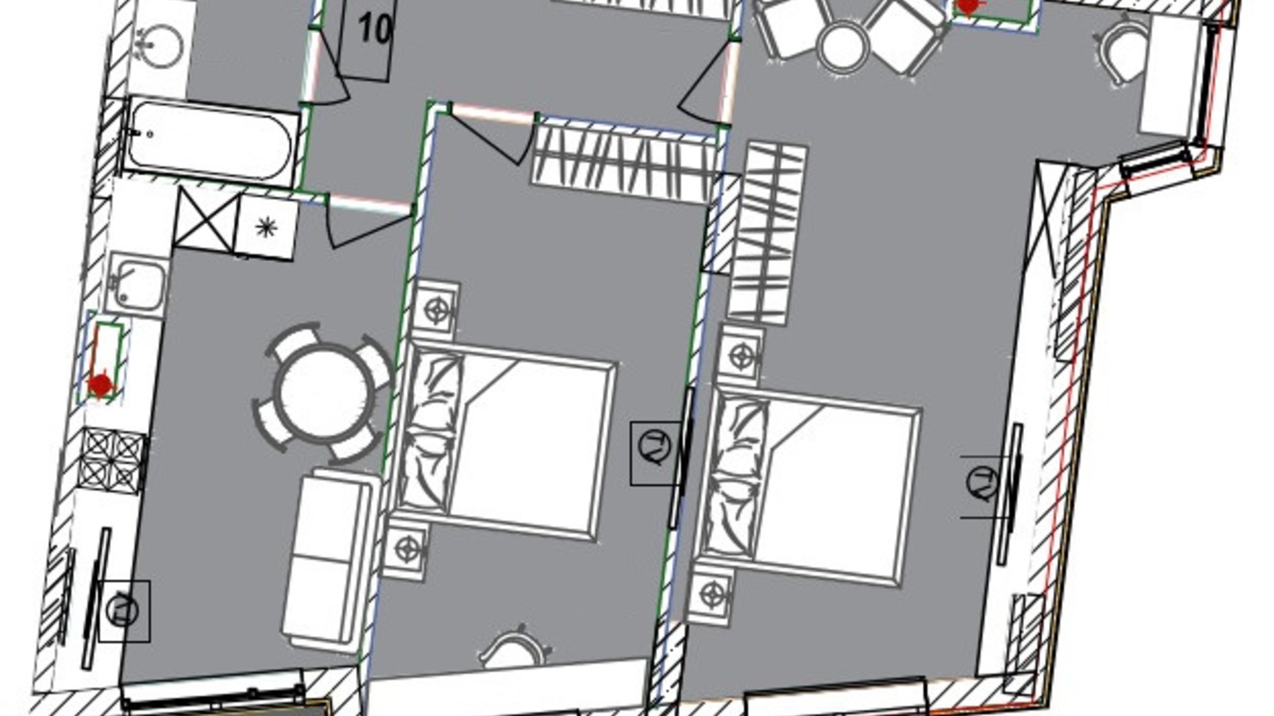 Планування 2-кімнатної квартири в Апарт-комплекс Ітака 71.5 м², фото 266629
