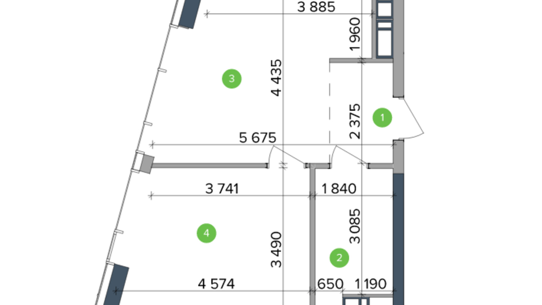 Планировка 1-комнатной квартиры в ЖК Метрополис 43.88 м², фото 266854