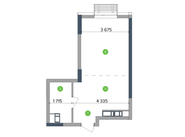 ЖК Метрополіс: планування 1-кімнатної квартири 33.46 м²