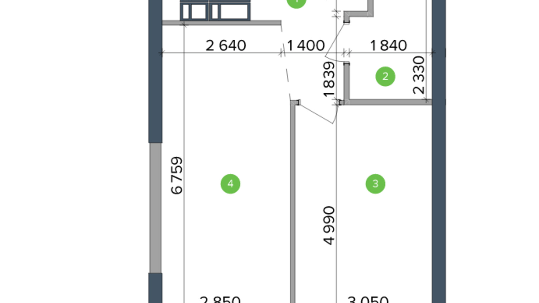 Планировка 1-комнатной квартиры в ЖК Метрополис 43.68 м², фото 266865