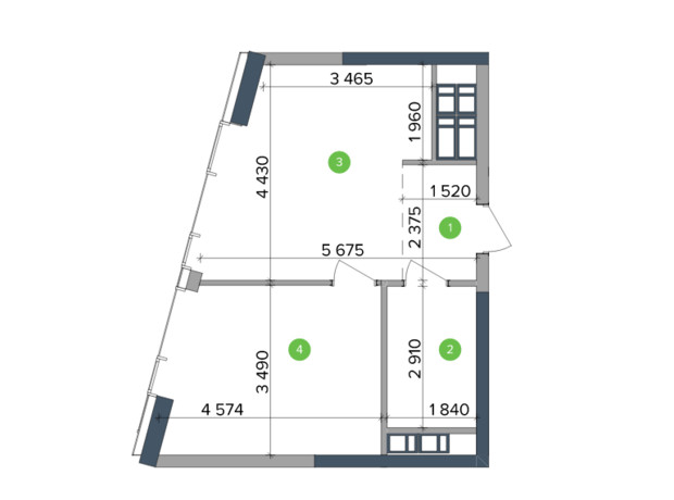 ЖК Метрополис: планировка 1-комнатной квартиры 32.86 м²