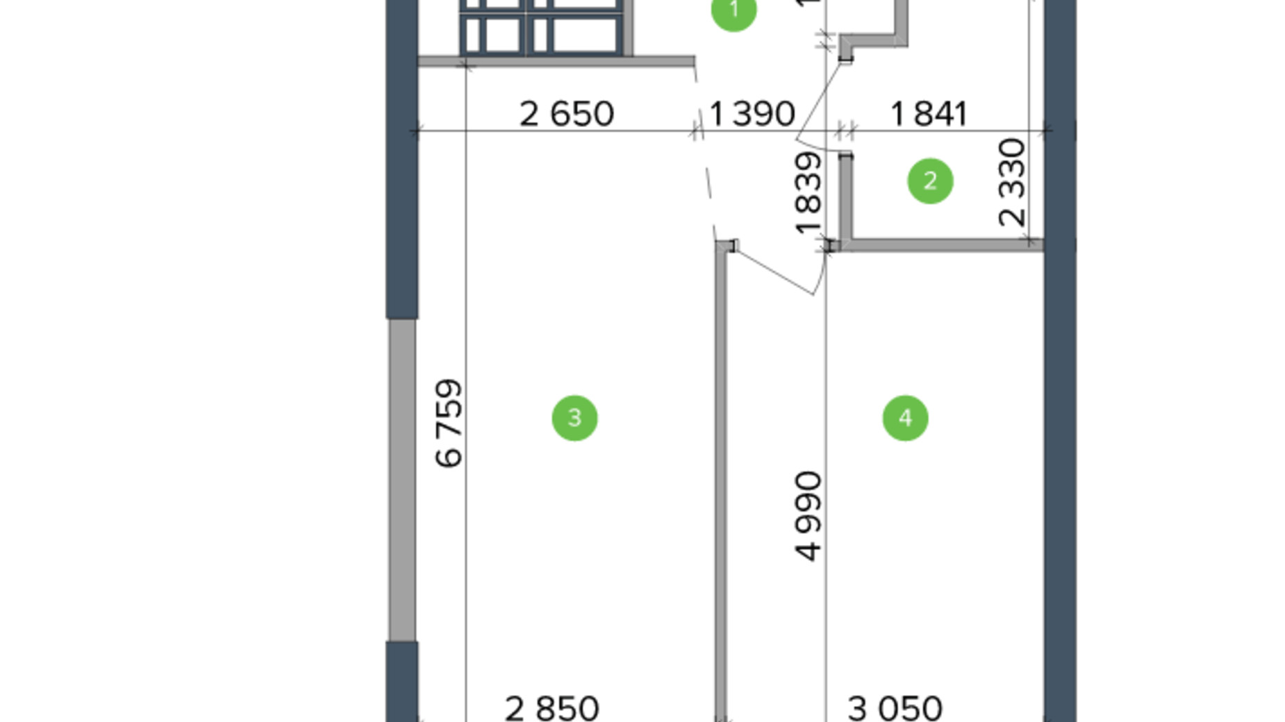 Планування 1-кімнатної квартири в ЖК Метрополіс 41.91 м², фото 266870