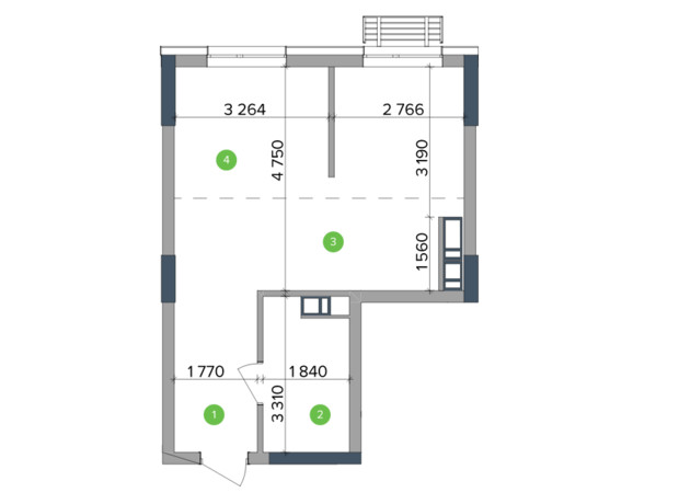 ЖК Метрополис: планировка 1-комнатной квартиры 39.14 м²