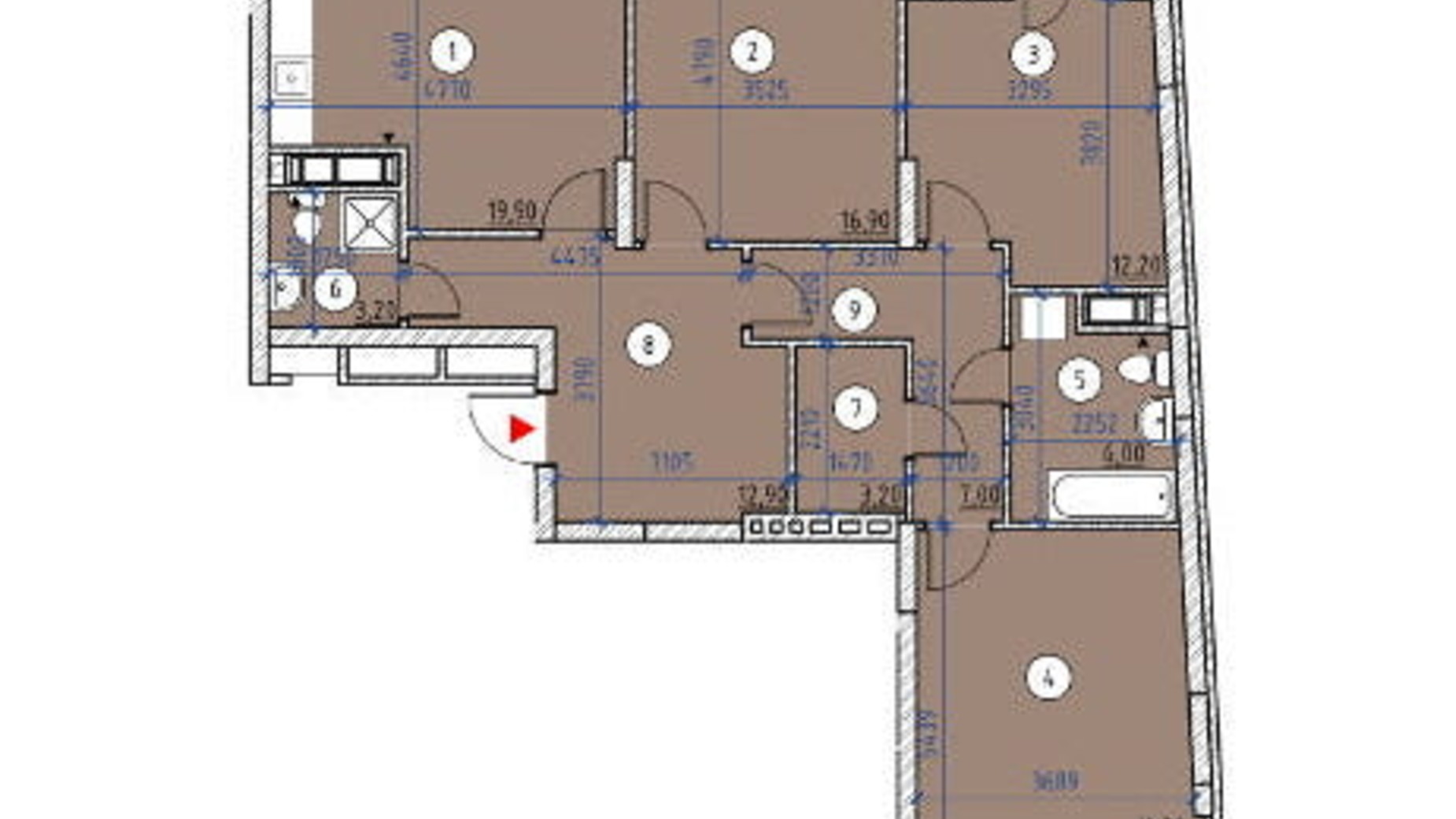 Планировка 3-комнатной квартиры в ЖК Парковые Озера 2 104.3 м², фото 266875