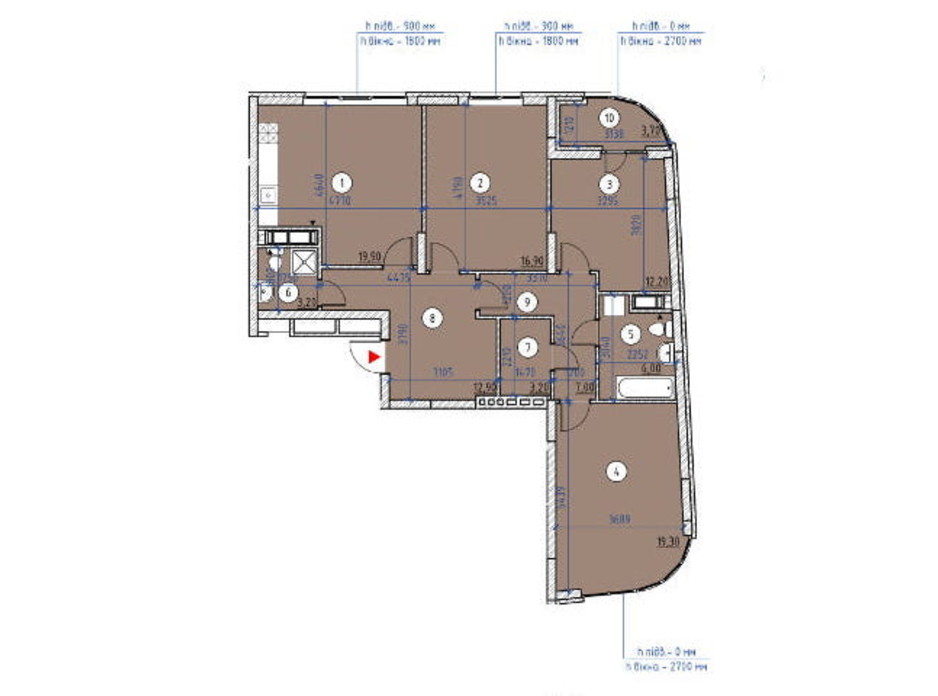 Планування 3-кімнатної квартири в ЖК Паркові Озера 2 104.3 м², фото 266875 Планування 3-кімнатної квартири в ЖК Паркові Озера 2 104.3 м², фото 266875