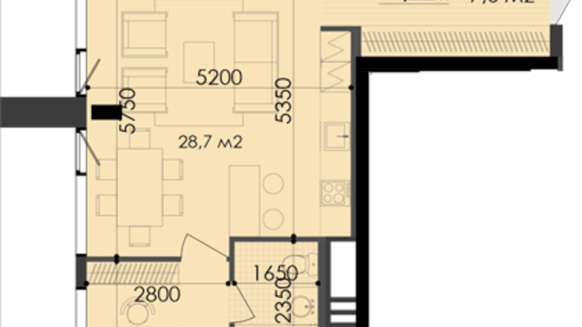 Планування 3-кімнатної квартири в ЖК Respect Hall 79.22 м², фото 266923