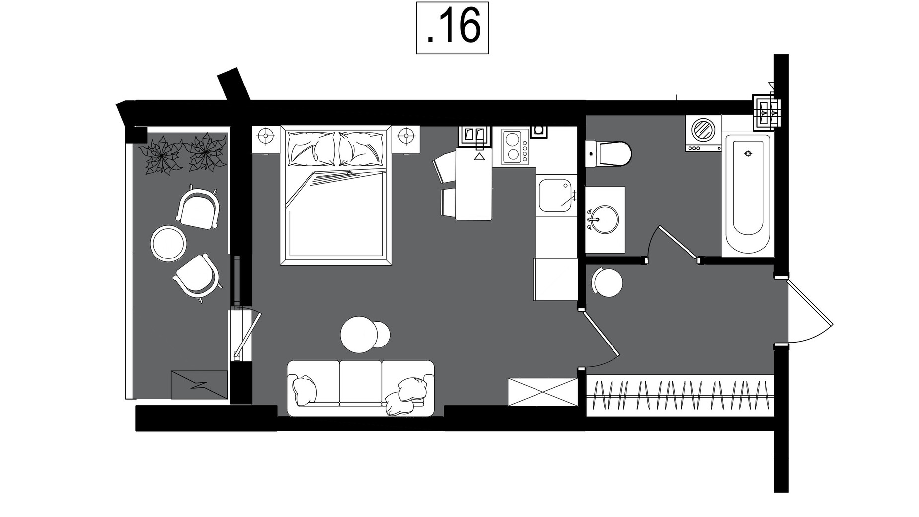 Планировка квартиры студии в ЖК Посейдон 32.97 м², фото 266966