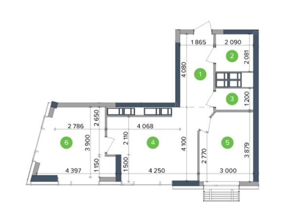 ЖК Метрополис: планировка 2-комнатной квартиры 65.09 м²