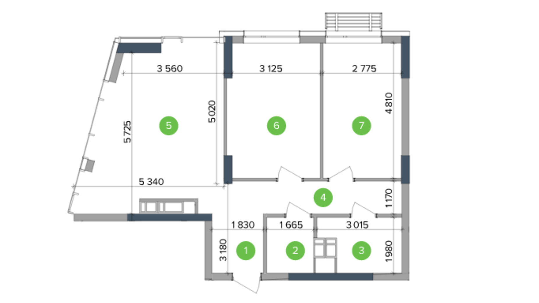 Планировка 2-комнатной квартиры в ЖК Метрополис 60.37 м², фото 266974