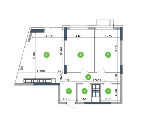 ЖК Метрополис: планировка 2-комнатной квартиры 58.96 м²