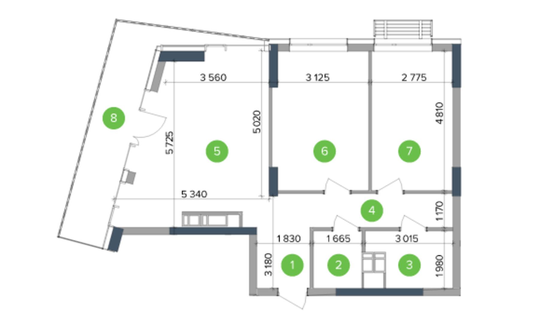 Планировка 2-комнатной квартиры в ЖК Метрополис 63.59 м², фото 266979