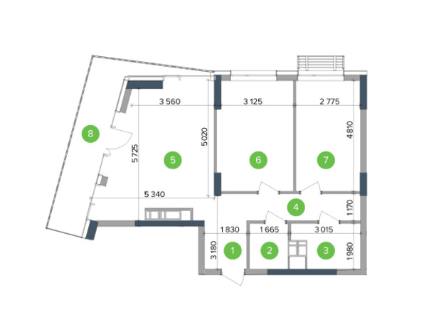 ЖК Метрополис: планировка 2-комнатной квартиры 63.59 м²
