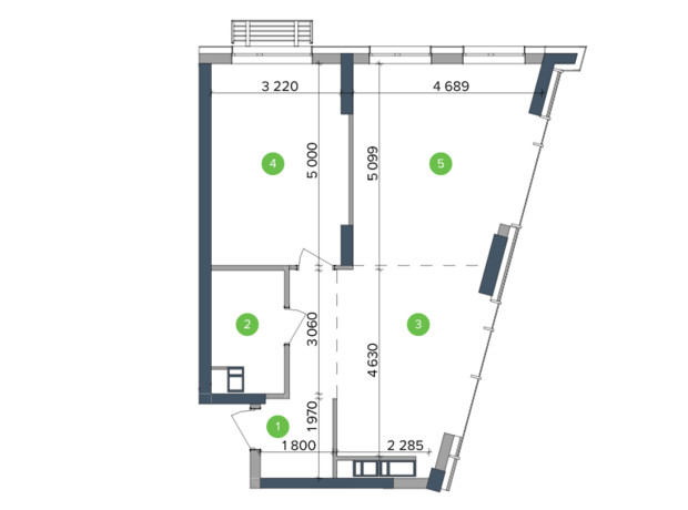ЖК Метрополіс: планування 2-кімнатної квартири 65.58 м²