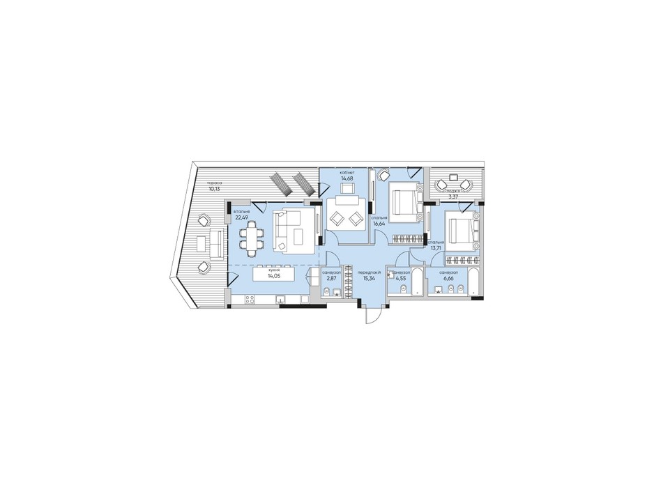 Планування 3-кімнатної квартири в ЖК Park Lake City 126.49 м², фото 267922 Планування 3-кімнатної квартири в ЖК Park Lake City 126.49 м², фото 267922