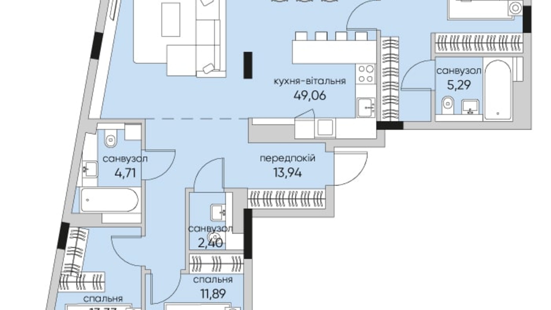 Планування 3-кімнатної квартири в ЖК Park Lake City Vita 139.04 м², фото 267928