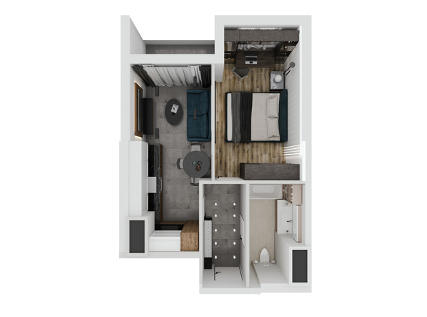 ЖК Эллада: планировка 1-комнатной квартиры 44.95 м²