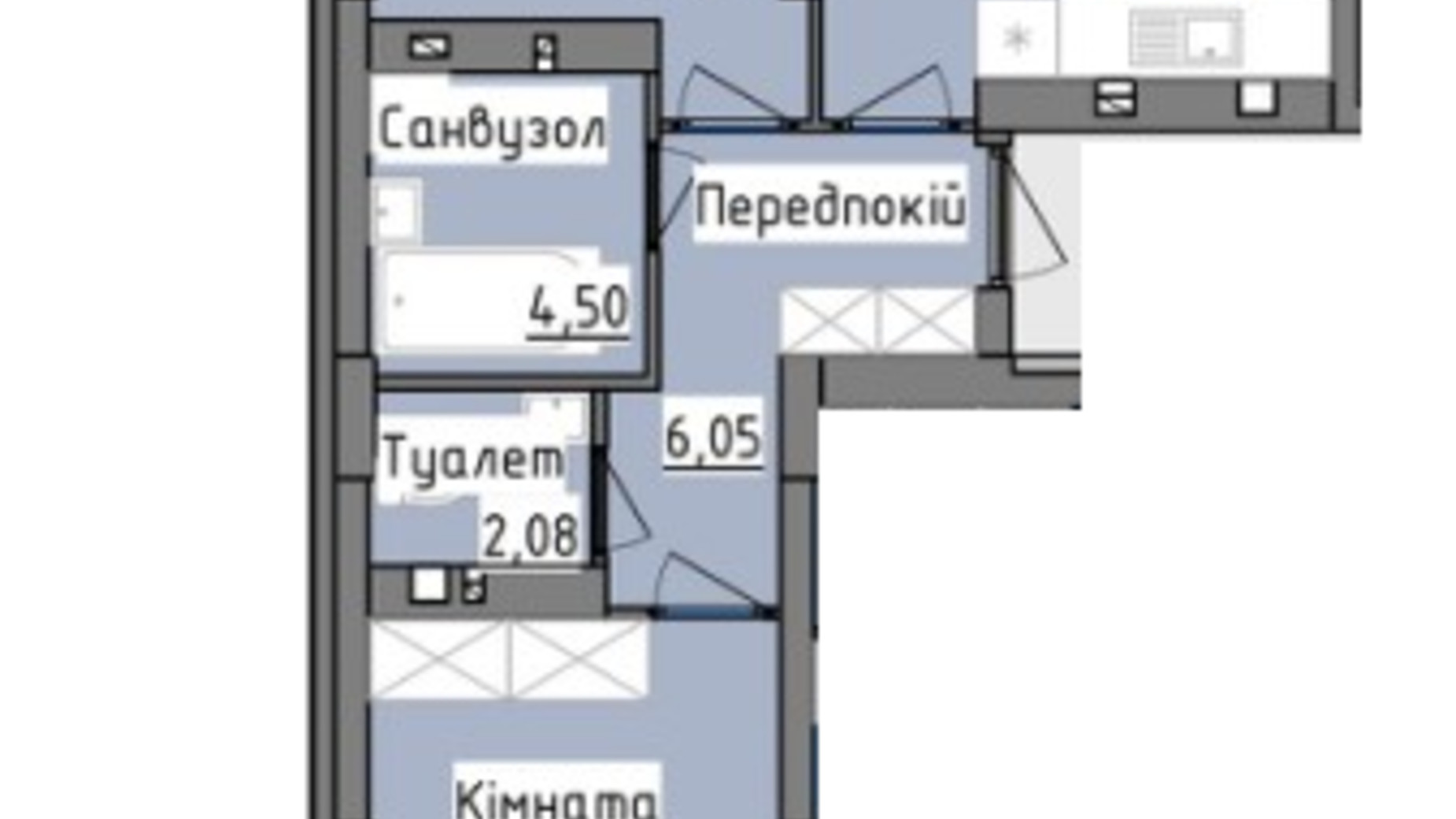 Планування 2-кімнатної квартири в ЖК R2 residence 62.05 м², фото 268637