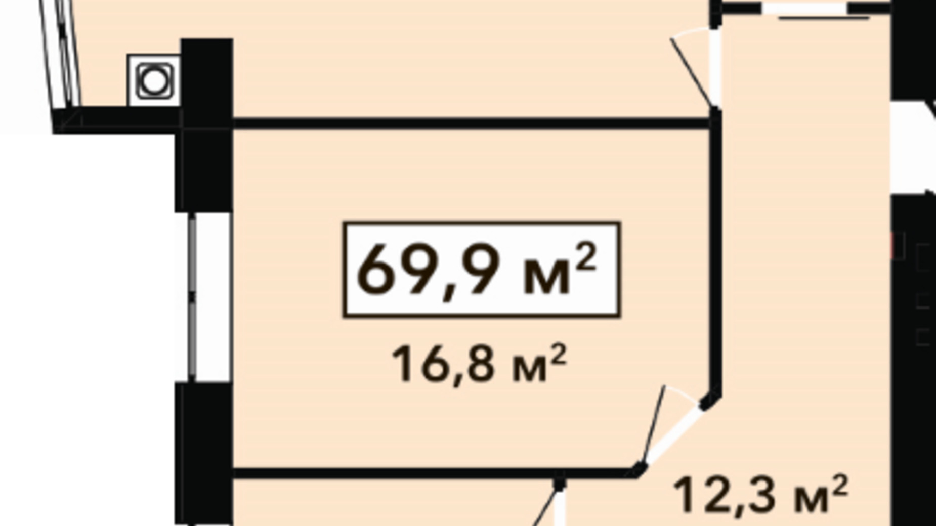 Планировка 2-комнатной квартиры в ЖК Перлина Проскурова 2 69.9 м², фото 268907