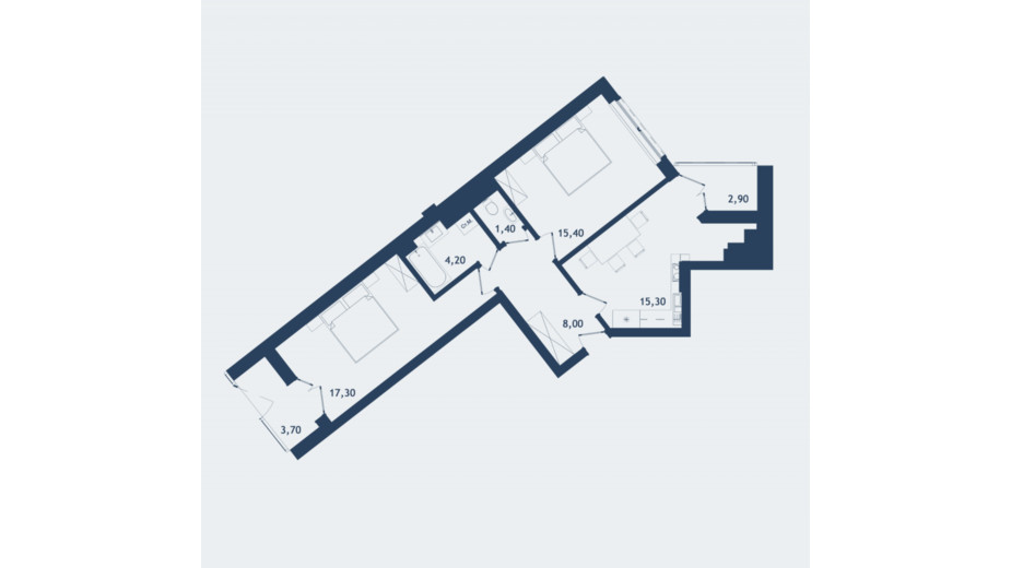 Планування 2-кімнатної квартири в ЖК Престижний 2 68.8 м², фото 268930