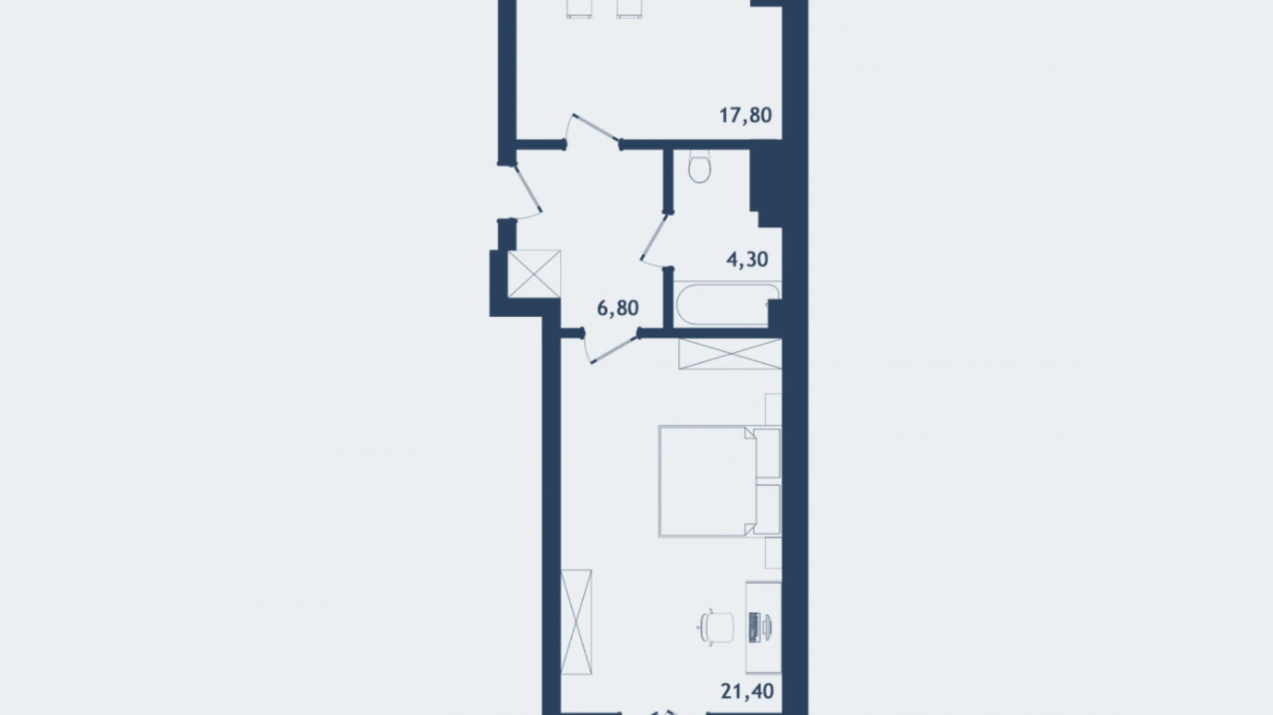 Планировка 1-комнатной квартиры в ЖК Престижный 2 54.72 м², фото 268931