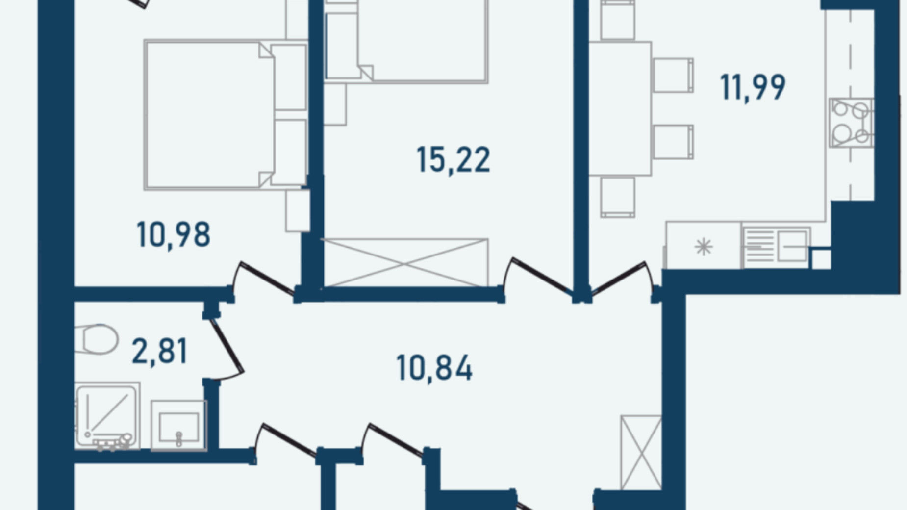 Планировка 2-комнатной квартиры в ЖК Престижный 2 67.28 м², фото 268947