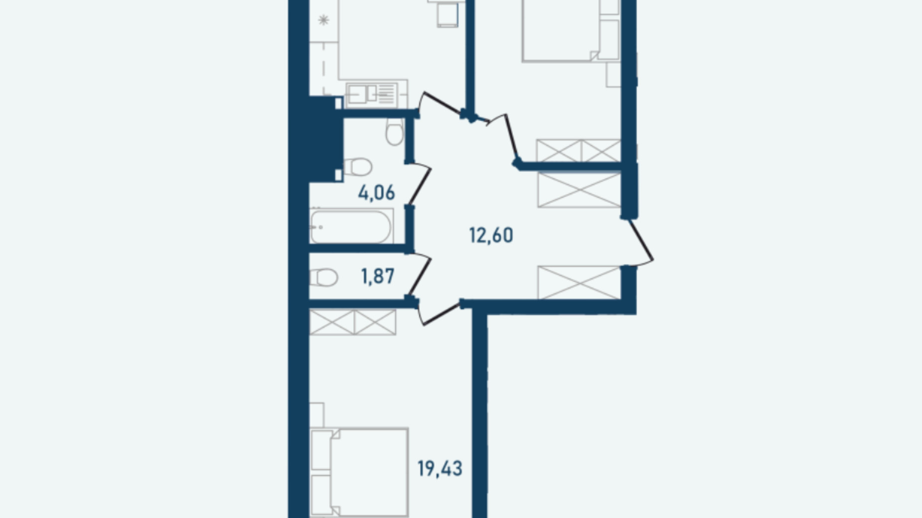 Планування 2-кімнатної квартири в ЖК Престижний 2 77.6 м², фото 268949