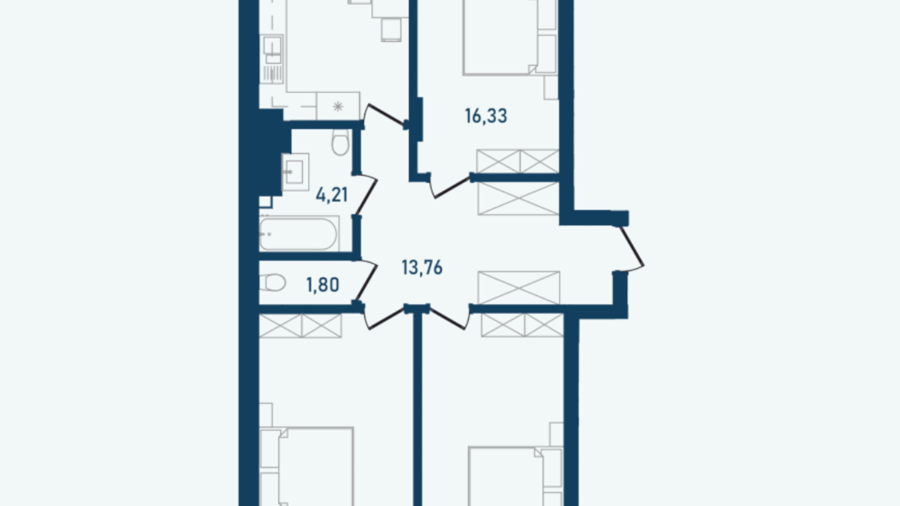 Планування 3-кімнатної квартири в ЖК Престижний 2 101.93 м², фото 268993