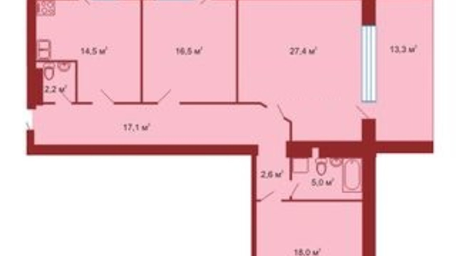 Планування 3-кімнатної квартири в ЖК вул. Стуса-Данилишиних 126.8 м², фото 269155