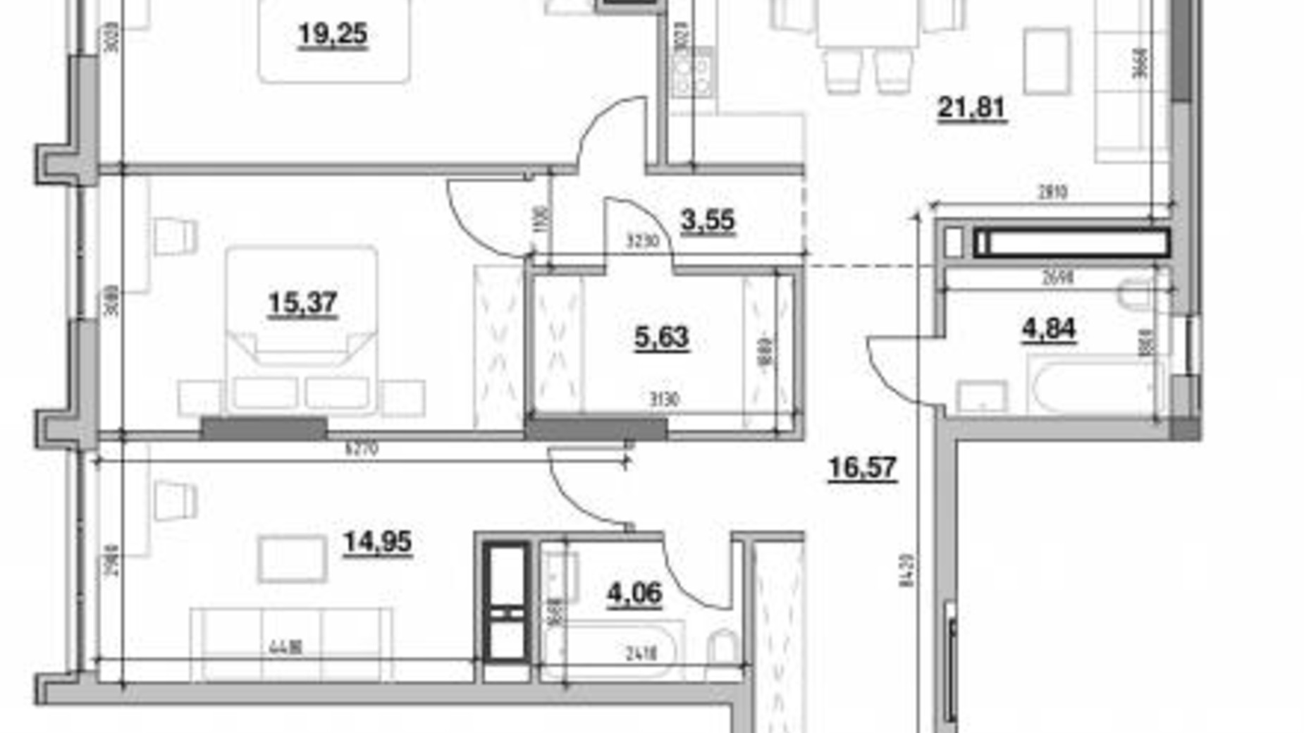 Планировка 1-комнатной квартиры в ЖК Nordica Residence 40.97 м², фото 269330