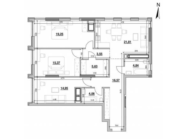 ЖК Nordica Residence: планировка 1-комнатной квартиры 40.97 м²