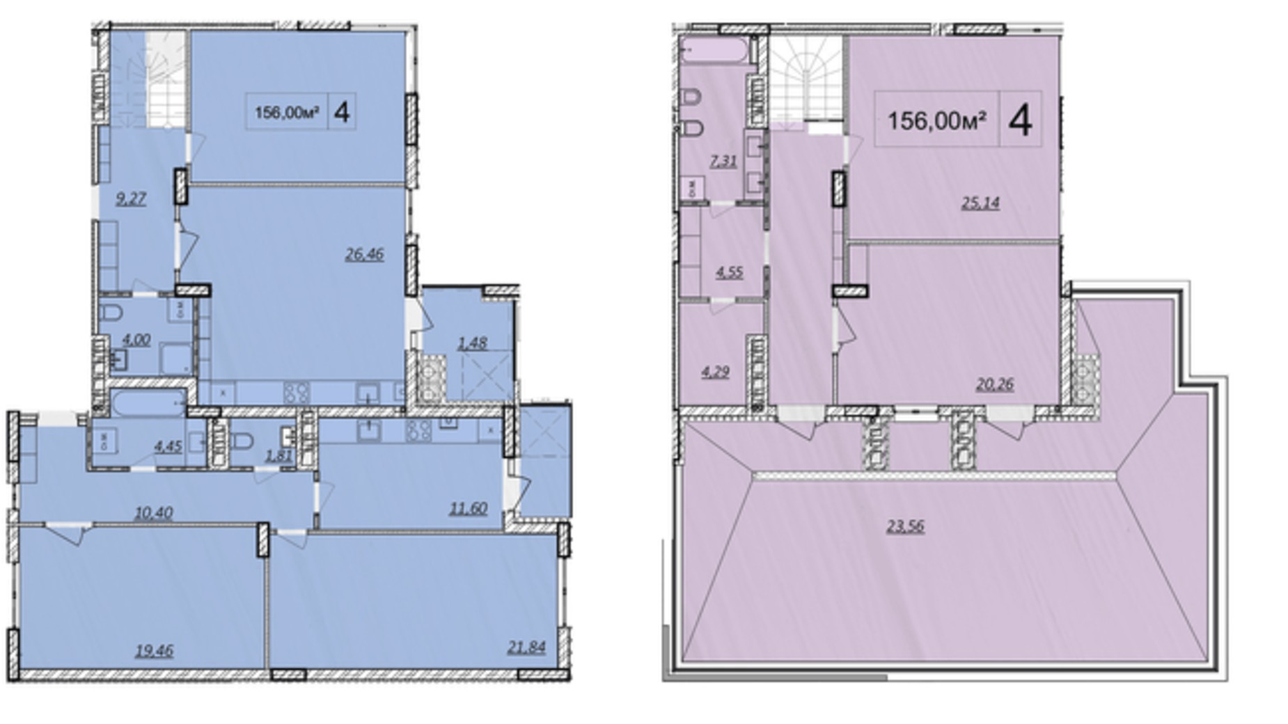 Планування багато­рівневої квартири в ЖК Панорама 154.5 м², фото 270346