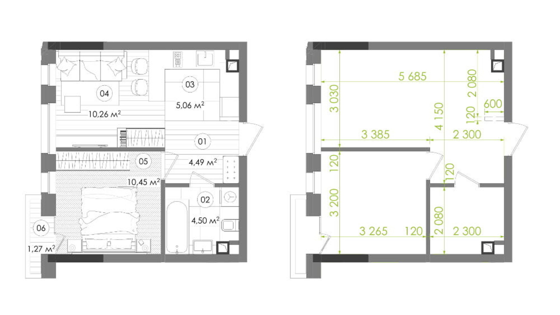 Планування 1-кімнатної квартири в ЖК Creator City 35.14 м², фото 272330