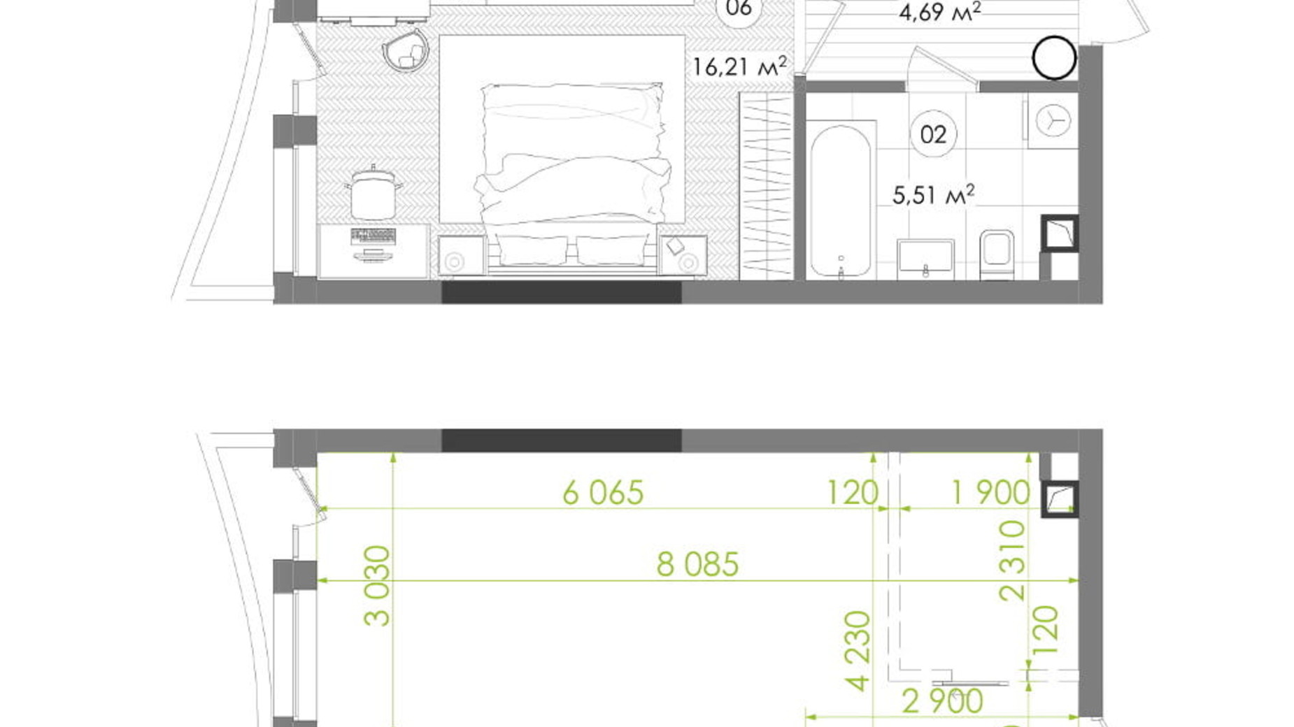 Планування 1-кімнатної квартири в ЖК Creator City 49.41 м², фото 272333