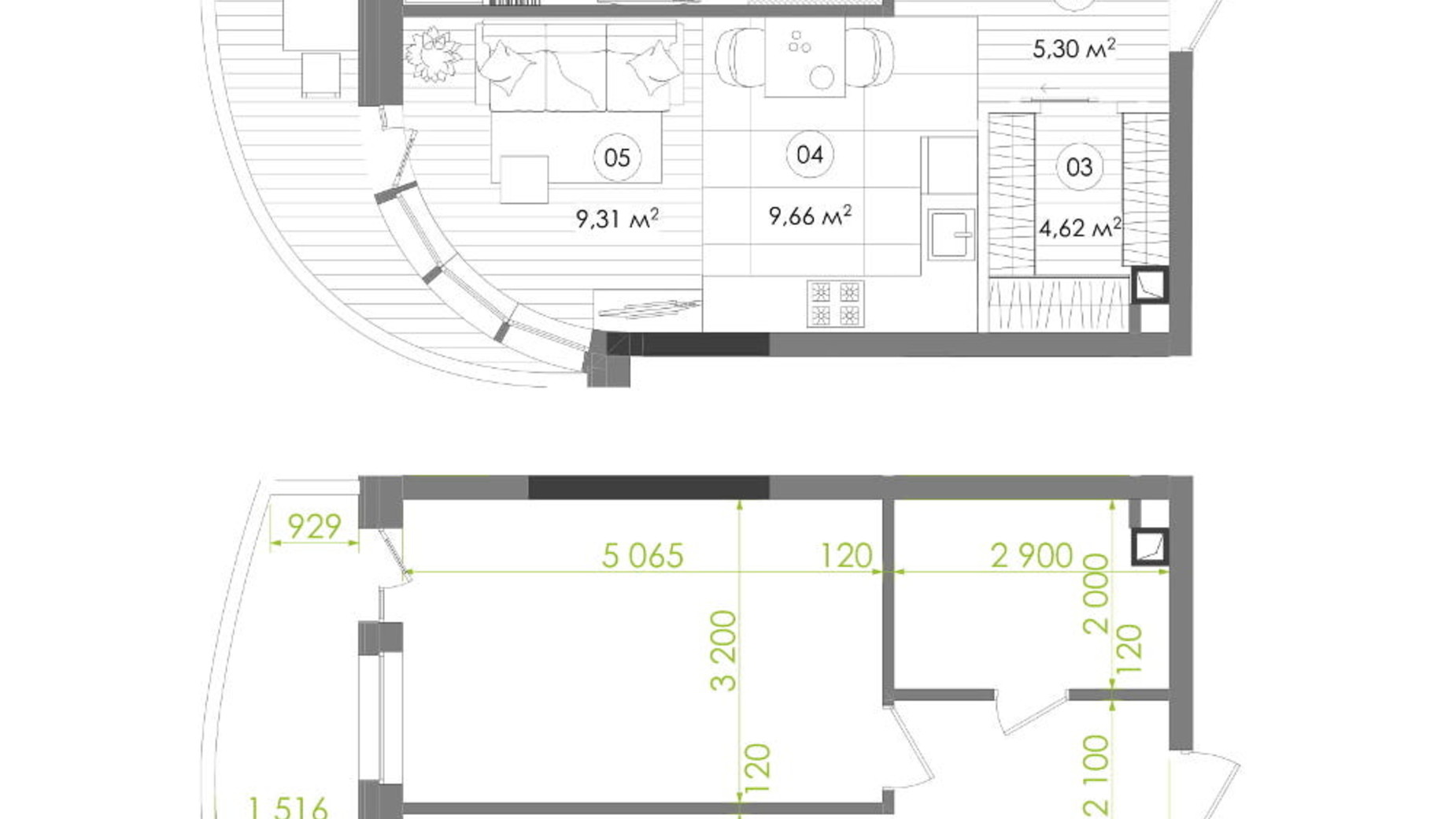 Планировка 1-комнатной квартиры в ЖК Creator City 53.32 м², фото 272334