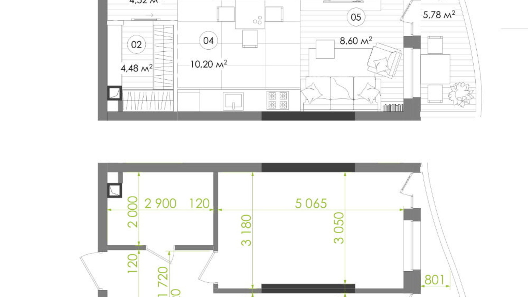 Планування 1-кімнатної квартири в ЖК Creator City 50.82 м², фото 272339