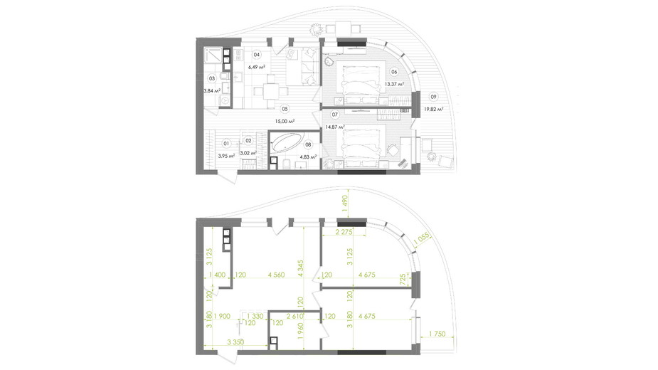 Планировка 2-комнатной квартиры в ЖК Creator City 71.32 м², фото 272359