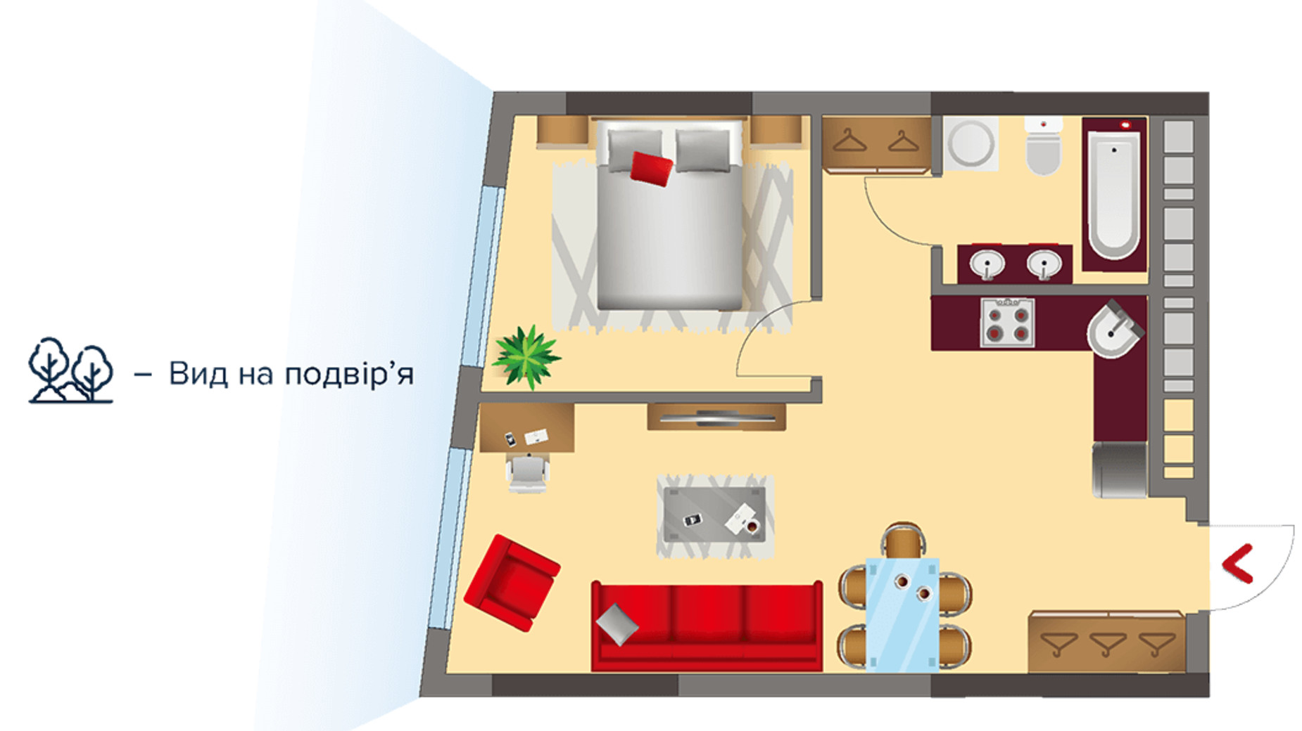 Планировка 1-комнатной квартиры в ЖК Salut 43.2 м², фото 272458