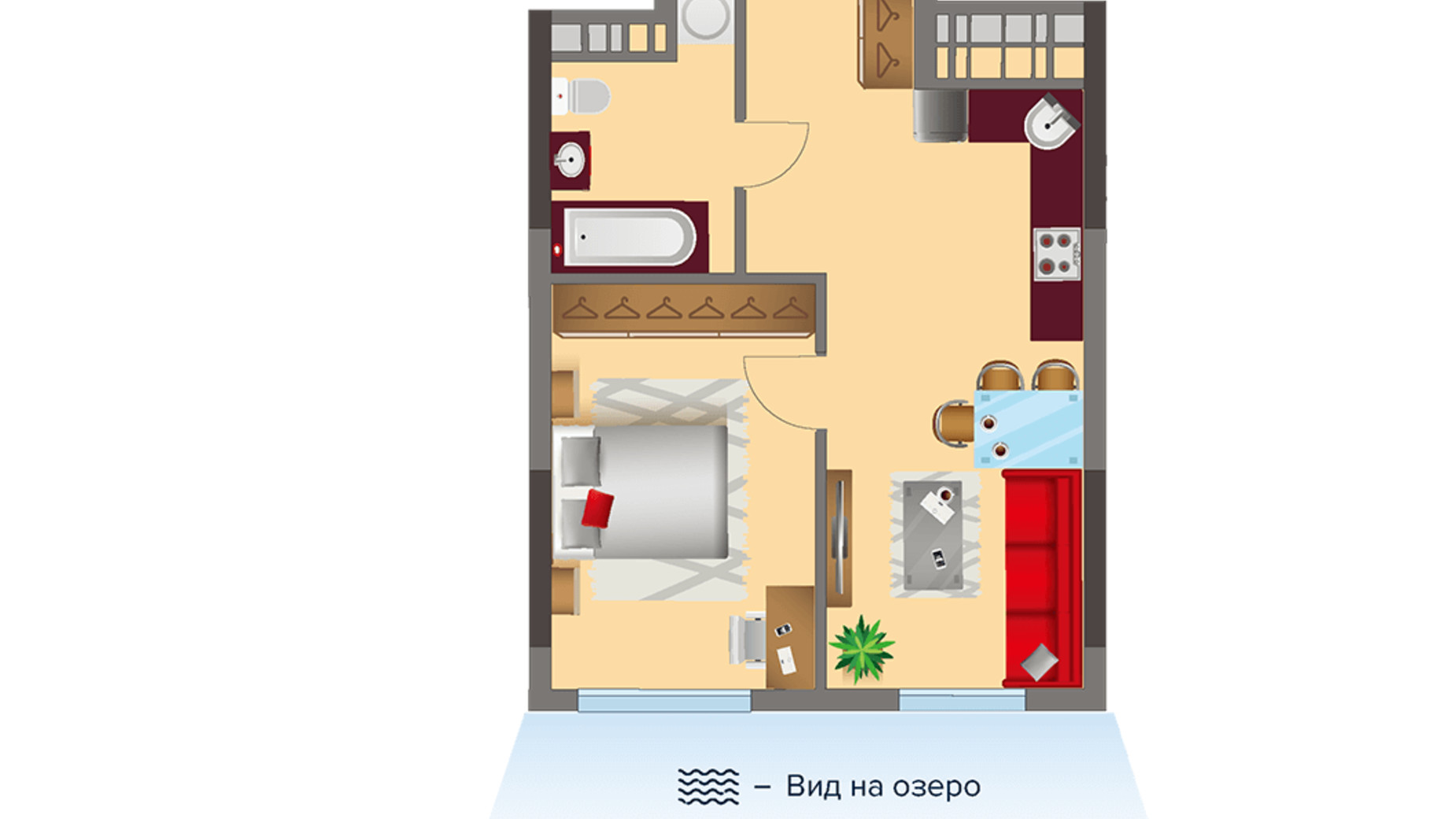Планировка 1-комнатной квартиры в ЖК Salut 43.5 м², фото 272463