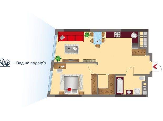 ЖК Salut: планировка 1-комнатной квартиры 50.7 м²