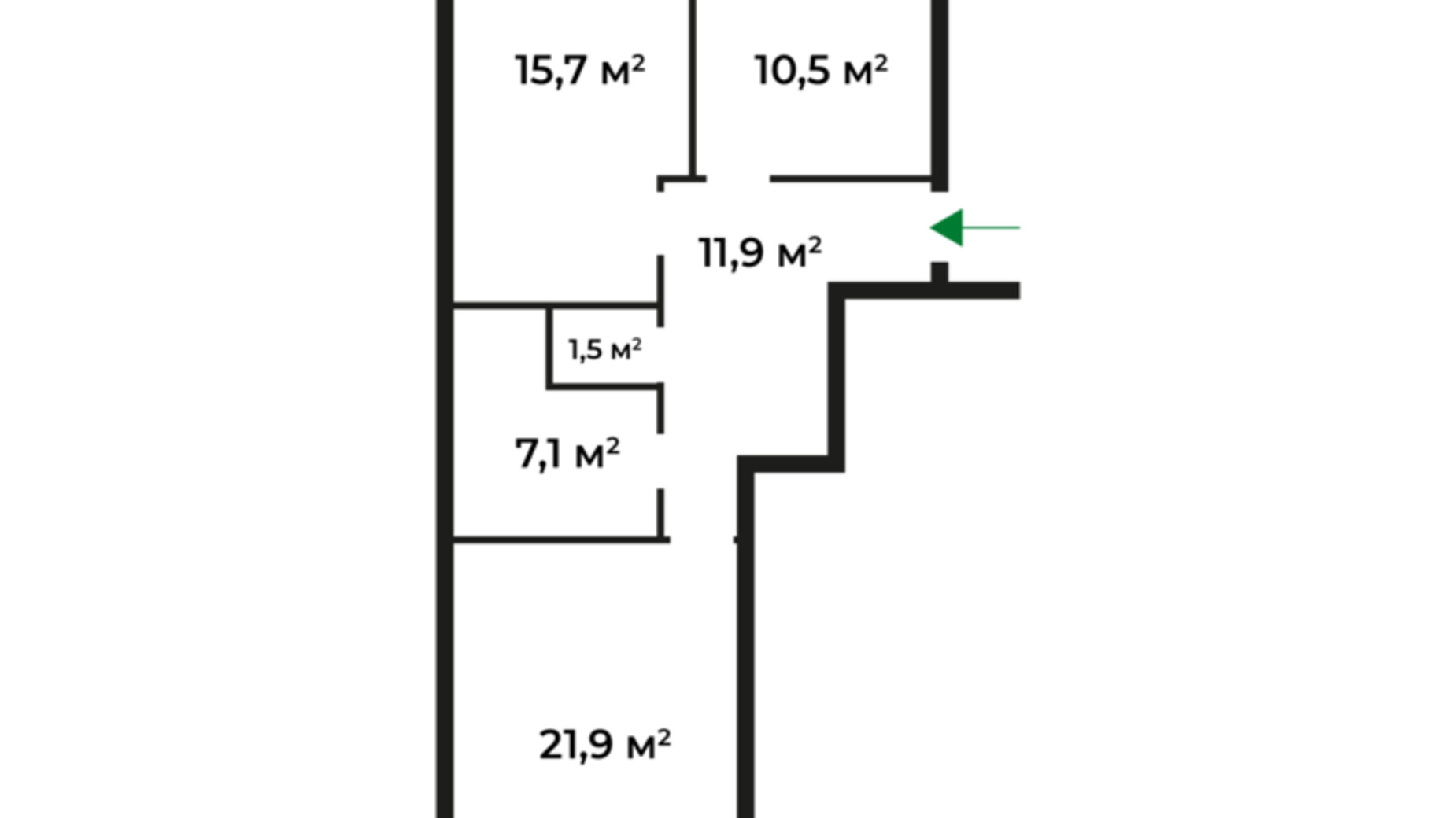 Планування 2-кімнатної квартири в ЖК Сакура 69.7 м², фото 272794