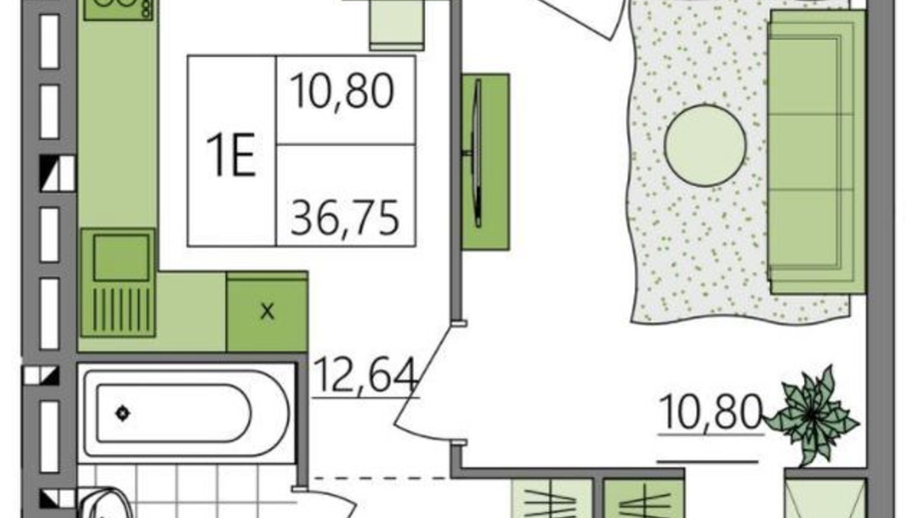 Планировка 1-комнатной квартиры в ЖК Синергия Light 37.63 м², фото 273027