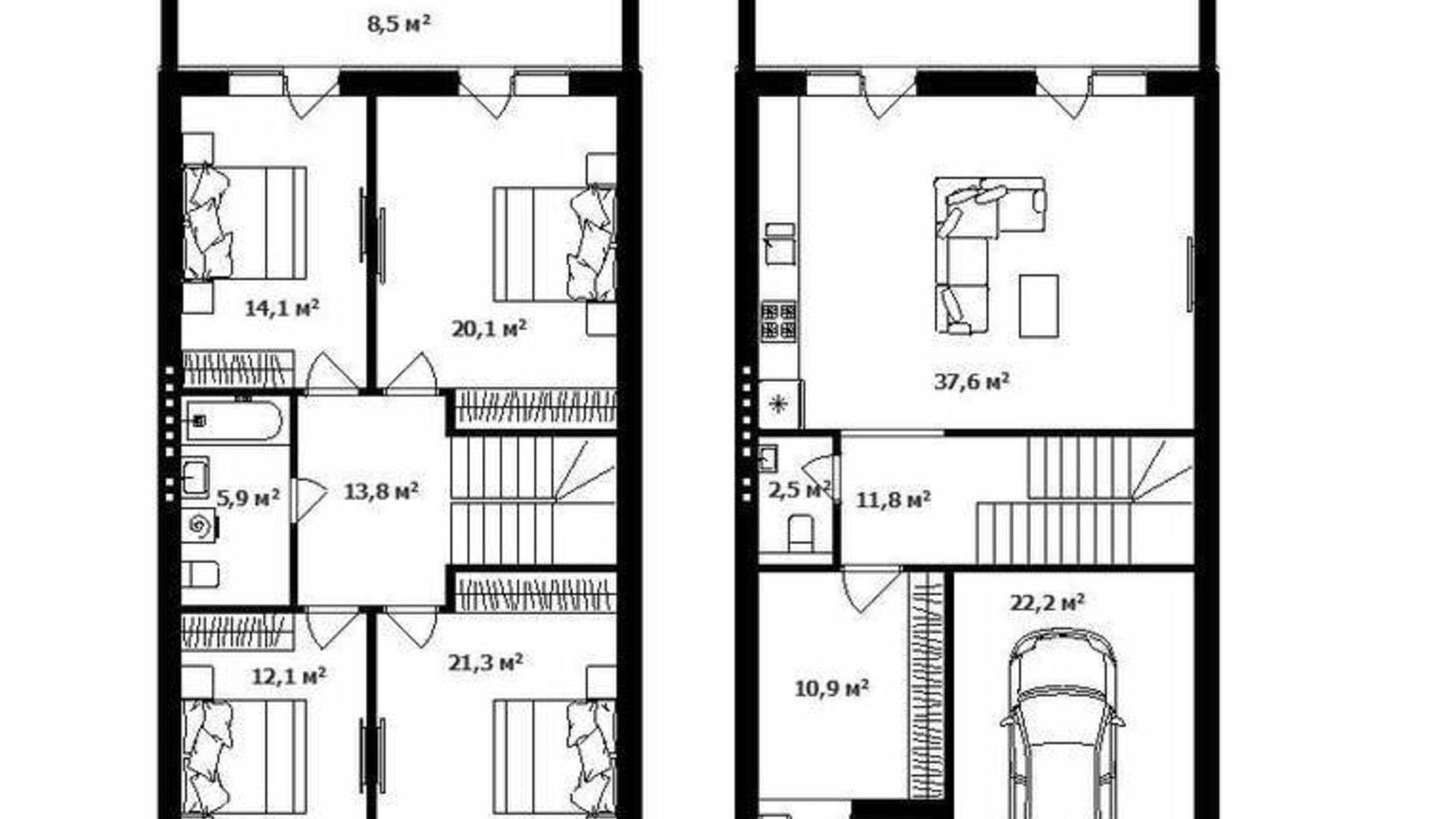 Планування таунхауса в Таунхаус Дулова 173 м², фото 273123