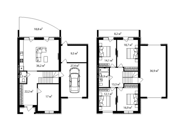 Таунхаус Дулова: планування 6-кімнатної квартири 238 м²